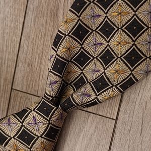 ROBERT TALBOTT Best of Class Metallic Black‎ Beige Floral Abstract Mens Silk Tie
